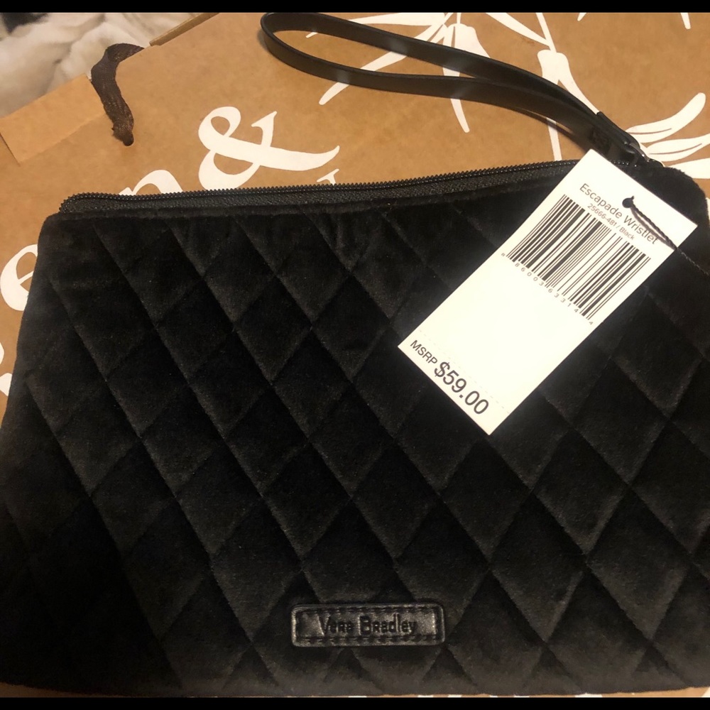 Black velvet Vera Bradley clutch NWT